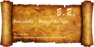 Baczkó Ruszlána névjegykártya